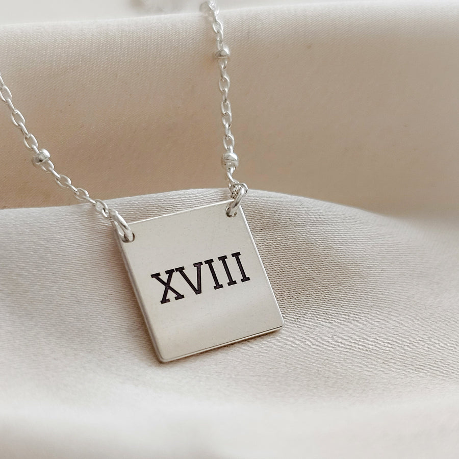 Engraved "18" Necklace • Roman Numerals • Custom Milestone Jewelry • Birthday Gift • Teen Gift • Waterproof