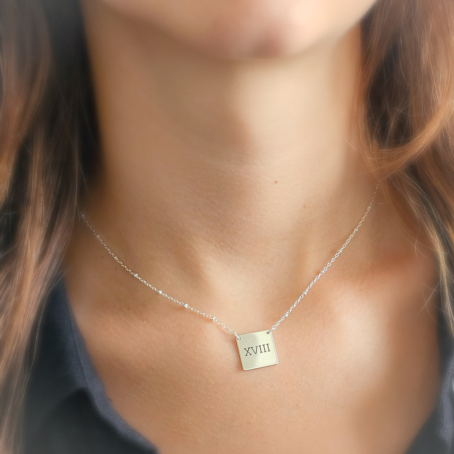 Engraved "18" Necklace • Roman Numerals • Custom Milestone Jewelry • Birthday Gift • Teen Gift • Waterproof