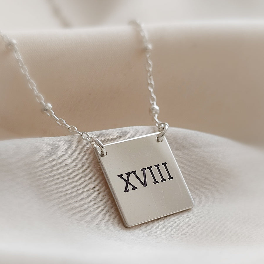 Engraved "18" Necklace • Roman Numerals • Custom Milestone Jewelry • Birthday Gift • Teen Gift • Waterproof