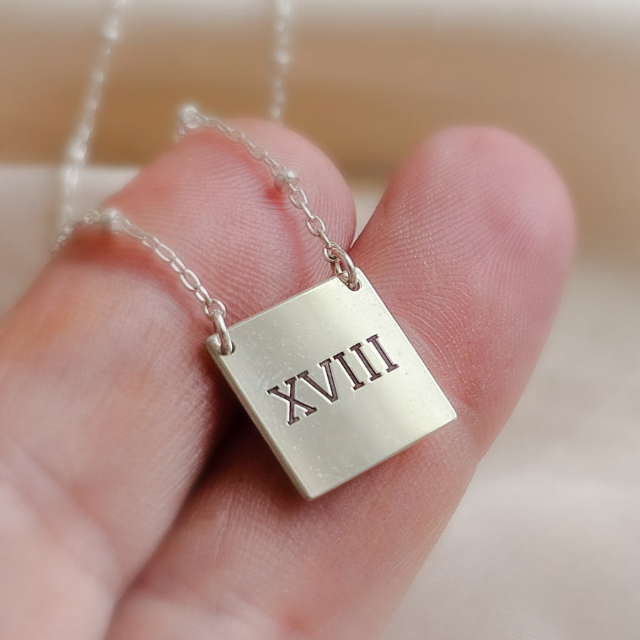 Engraved "18" Necklace • Roman Numerals • Custom Milestone Jewelry • Birthday Gift • Teen Gift • Waterproof