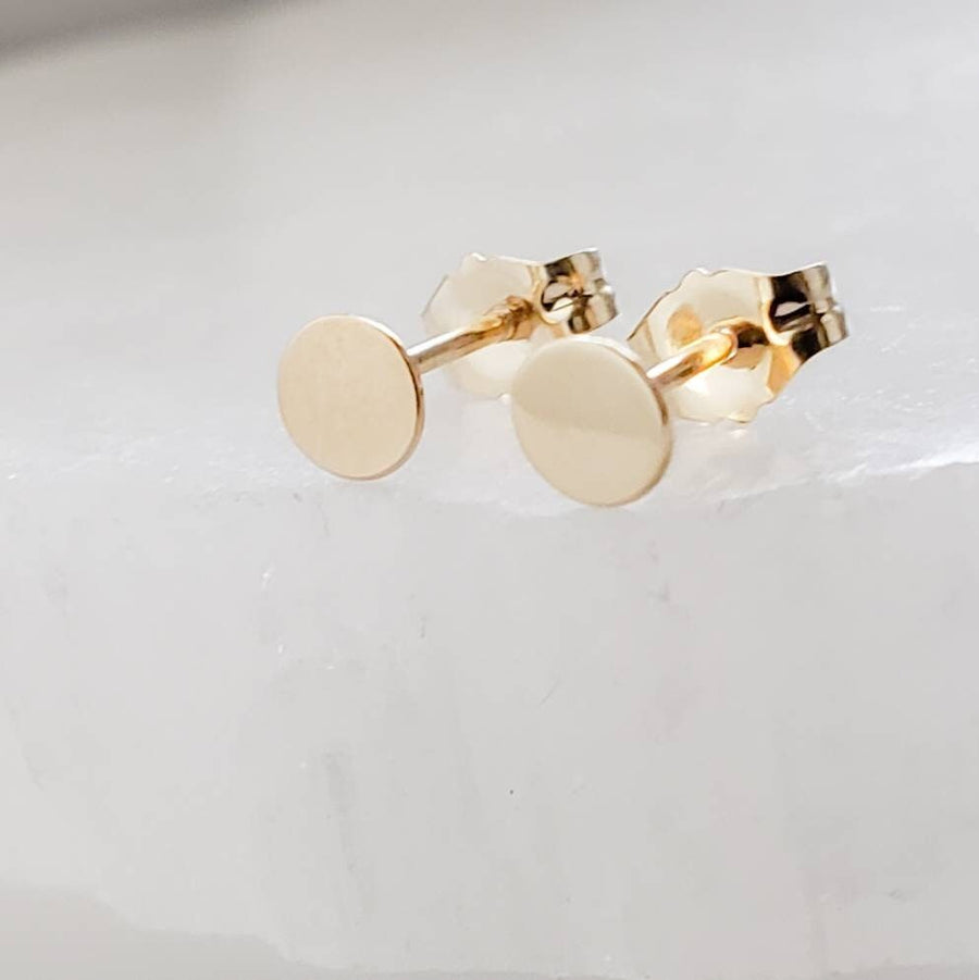 14K Gold Disc Studs • Small Gold Studs • Delicate Stud Earrings • Minimalist Earrings • Round Gold Studs • Gift For Her • Dainty 14 karat