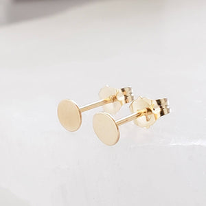 14K Gold Disc Studs • Small Gold Studs • Delicate Stud Earrings • Minimalist Earrings • Round Gold Studs • Gift For Her • Dainty 14 karat