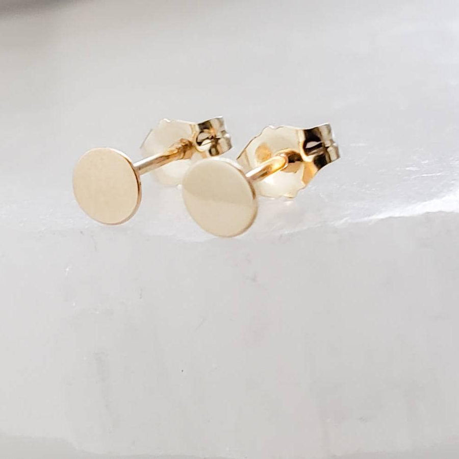 14K Gold Disc Studs • Small Gold Studs • Delicate Stud Earrings • Minimalist Earrings • Round Gold Studs • Post Earrings • Dainty 14 karat