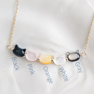 Cat Totem Necklace • Feline Necklace • Kitty Cat Jewelry • Pet Memorial • Cat Mom • Mother of Pearl • Minimalist Cat Necklace • Cat Lady