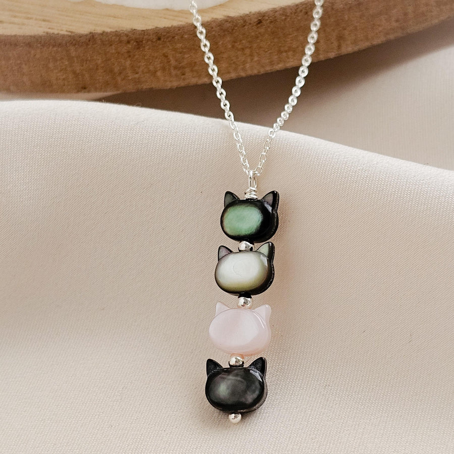 Cat Totem Necklace • Feline Necklace • Kitty Cat Jewelry • Pet Memorial • Cat Mom • Mother of Pearl • Minimalist Cat Necklace • Cat Lady