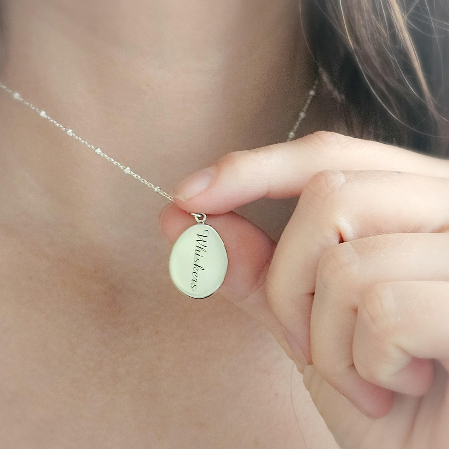 Custom Cat Charm with Crescent Moon & Stars • Sterling Silver Wax Seal Necklace with Engraving Option • Midnight Kitty Cat