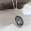 Load image into Gallery viewer, Custom Cat Charm with Crescent Moon &amp; Stars • Sterling Silver Wax Seal Necklace with Engraving Option • Midnight Kitty Cat

