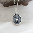 Load image into Gallery viewer, Custom Cat Charm with Crescent Moon &amp; Stars • Sterling Silver Wax Seal Necklace with Engraving Option • Midnight Kitty Cat

