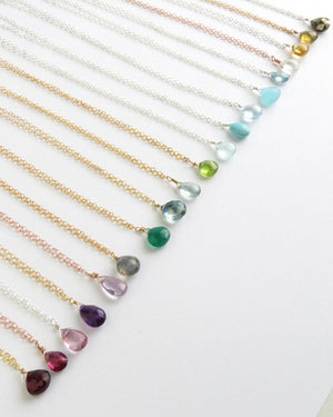 Birthday Gift • Tiny Gemstone Necklace • Layering Jewelry • Delicate Gemstone Drop • Bridesmaid Gift • Simple Gem Drop • Layering Necklace