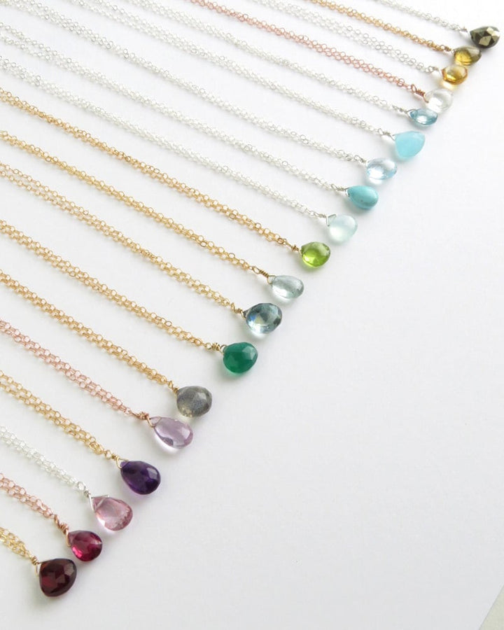 Birthday Gift • Tiny Gemstone Necklace • Layering Jewelry • Delicate Gemstone Drop • Bridesmaid Gift • Simple Gem Drop • Layering Necklace