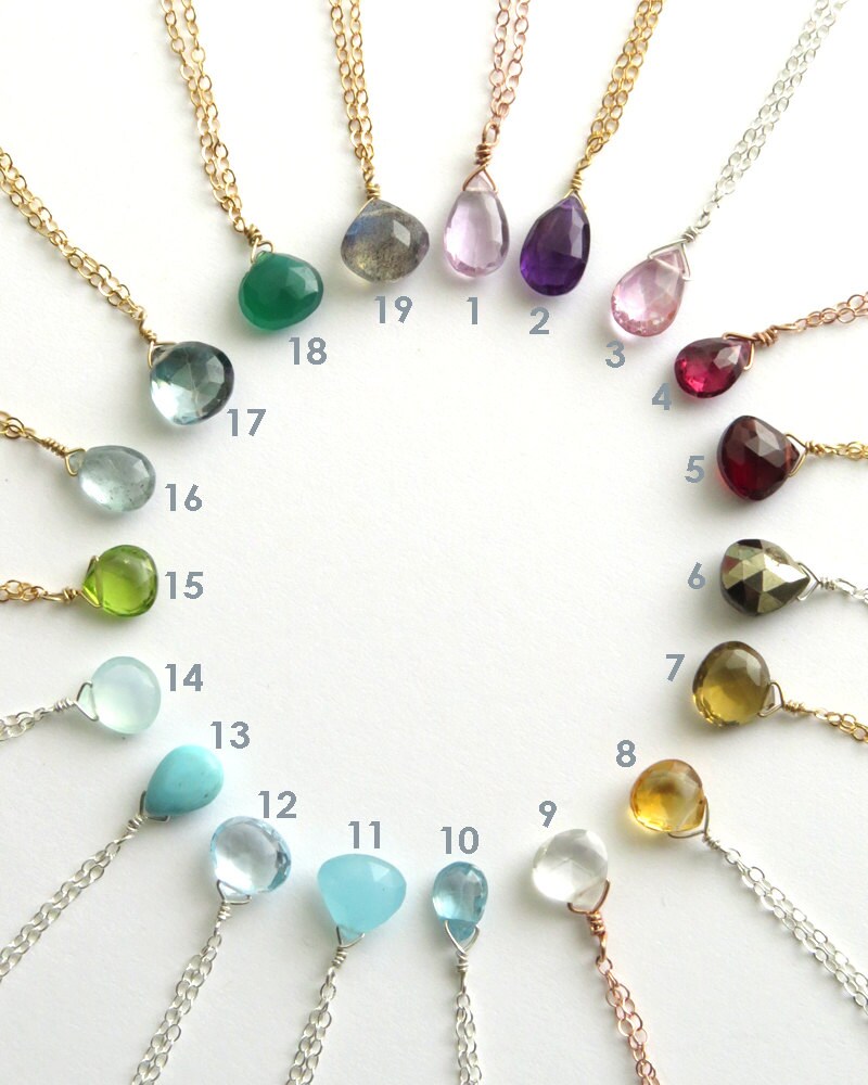 Birthday Gift • Tiny Gemstone Necklace • Layering Jewelry • Delicate Gemstone Drop • Bridesmaid Gift • Simple Gem Drop • Layering Necklace