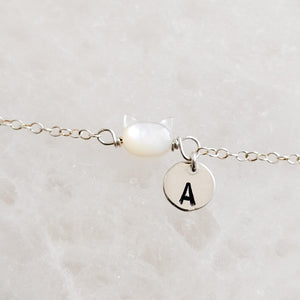 Personalized Cat Bracelet • Choose Your Initial & Cat Color • Cat Lover • Gift for Cat Mom • Feline Bracelet • Cat Mom • Pet Memorial