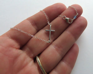 Side Cross Necklace • Sideways Cross • Layering Necklace • Cross Jewelry • Silver Cross • Simple Cross • Modern Cross • Layered Necklaces