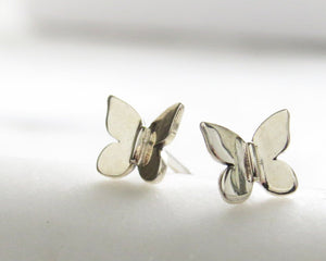 Tiny Butterfly Studs • Petite Butterflies • Butterfly Silhouette Posts • Simple Minimal Earrings • Sterling Silver Butterfly • Stud Earrings