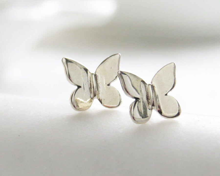 Tiny Butterfly Studs • Petite Butterflies • Butterfly Silhouette Posts • Simple Minimal Earrings • Sterling Silver Butterfly • Stud Earrings