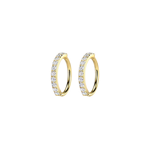 pair of gold and pave hoops