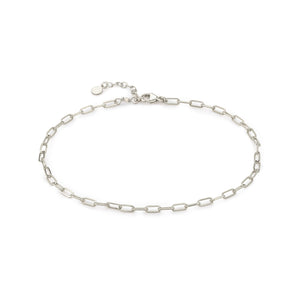 Tiny Paperclip Link Anklet - Studio Blue