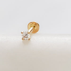 Diamond CZ Flat Back Stud in 14k Gold - Studio Blue