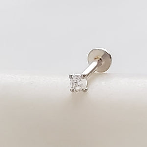 Diamond CZ Flat Back Stud in 14k Gold - Studio Blue