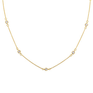 Diamond CZ Station Necklace - Studio Blue