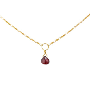 Tiny Garnet Drop Necklace - Studio Blue