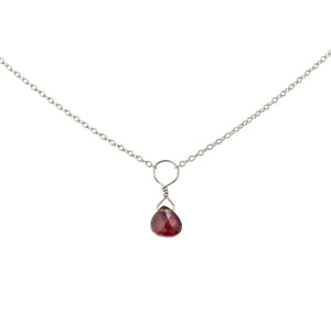 Tiny Garnet Drop Necklace - Studio Blue