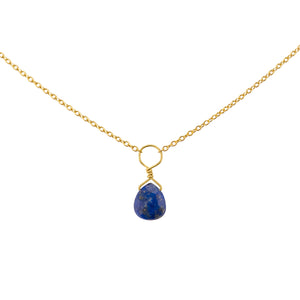 Tiny Lapis Lazuli Drop Necklace - Studio Blue