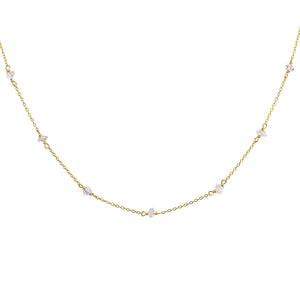 Herkimer Diamond Station Necklace - Studio Blue