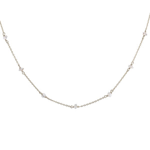 Herkimer Diamond Station Necklace - Studio Blue