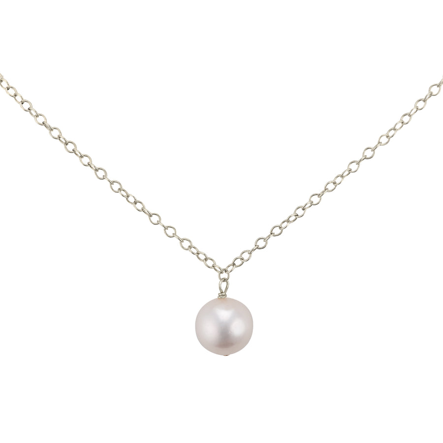 Single Pearl Drop Necklace - Studio Blue