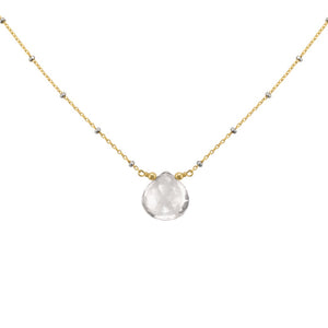 Solitaire Quartz Drop Necklace - Studio Blue