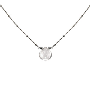 Solitaire Quartz Drop Necklace - Studio Blue