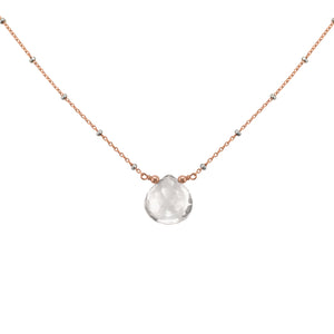 Solitaire Quartz Drop Necklace - Studio Blue