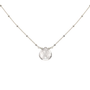 Solitaire Quartz Drop Necklace - Studio Blue