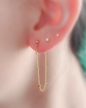 Dotted Chain Stud Earrings - Studio Blue