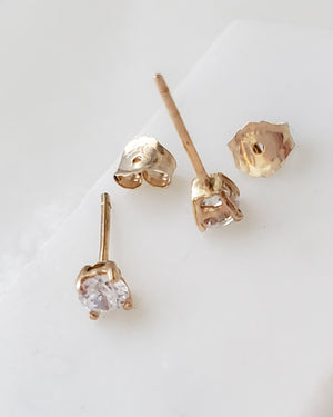 Classic CZ Diamond Studs in 14k Gold - Studio Blue