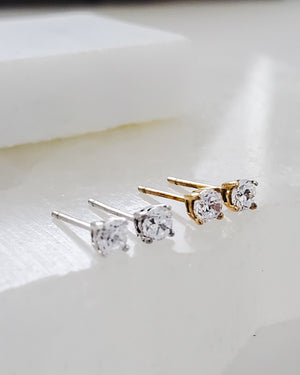 Classic CZ Diamond Studs in 14k Gold - Studio Blue