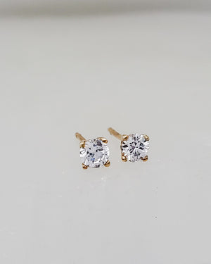 Classic CZ Diamond Studs in 14k Gold - Studio Blue