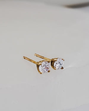 Classic CZ Diamond Studs in 14k Gold - Studio Blue