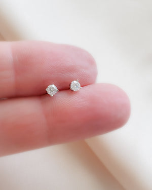 Classic CZ Diamond Studs in 14k Gold - Studio Blue