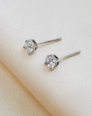 Classic CZ Diamond Studs in 14k Gold - Studio Blue