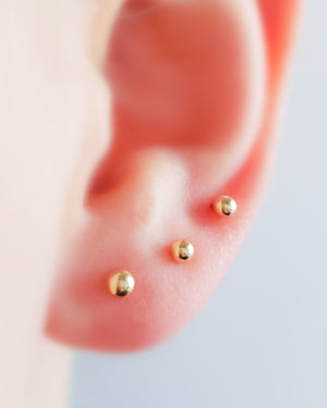 Ball Back Studs in 14K - Studio Blue