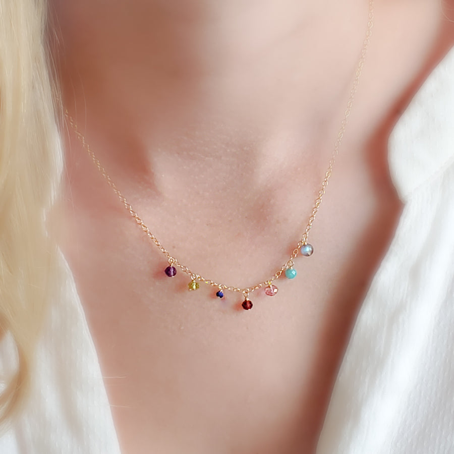 Confetti Gemstone Necklace - Studio Blue