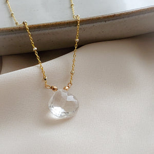 Solitaire Quartz Drop Necklace - Studio Blue