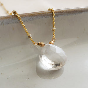 Solitaire Quartz Drop Necklace - Studio Blue