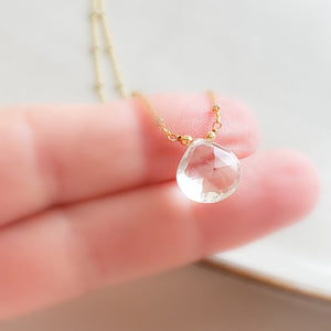 Solitaire Quartz Drop Necklace - Studio Blue