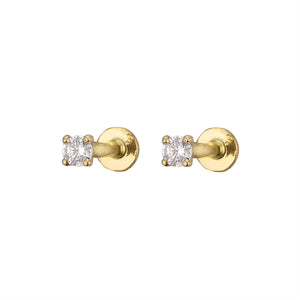 Diamond CZ Flat Back Stud in 14k Gold - Studio Blue