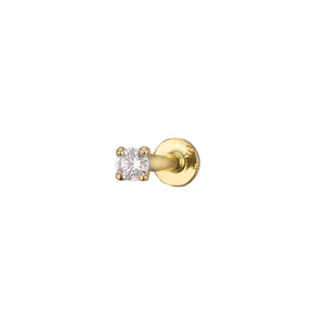 Diamond CZ Flat Back Stud in 14k Gold - Studio Blue