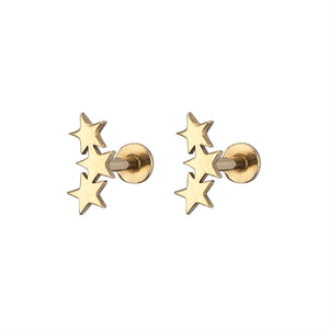 Tiny Stars Flat Back in 14k Gold - Studio Blue