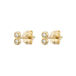 Double Diamond Infinity Studs in 14k Gold - Studio Blue